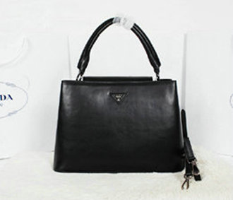 2014 Prada calf leather tote bag BN2603 black - Click Image to Close